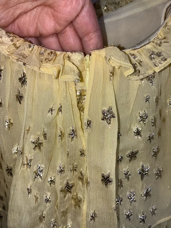 LoveShackFancy Ronny Metallic Star Maxi Dress in Sunflower Size 0 - Picture 10 of 12